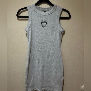 Gray tight dress with black flame heart